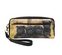 Familia Affenpinscher Cachorros Perros Negros Mono, Bolsa de Maquillaje Bolsa de cosméticos Bolsa de Aseo de Viaje portátil Estuche de Cuero para Mujeres y niñas