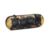 Familia Affenpinscher Cachorros Perros Negros Mono, Estuche para lápices Estuche para lápices de Cuero de PU Estuche para lápices de Gran Capacidad Estuche para lápices Bolsa de cosméticos