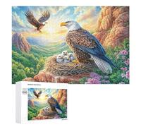 Familia Águila en Valle con Águila Voladora Puzzle 1000 Piezas para Mayores Juego Mental Equilibrio Cognitivo Regalo para Ocio 1000 PCS