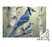 Familia Blue Jay 1000 Piezas Jay azul con pollo Rompecabezas DIY En Cartón Resistente Para Adultos Y Niños Desarrollo Cognitivo Principiantes Bonita Decoración Del Hogar Regalo De Cumpleaños 38x26cm/1