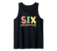 Familia de 6 años de edad Six Saurus Kids Dinosaur 6th Birthday Camiseta sin Mangas