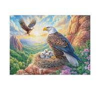 Familia de águilas en el Nido de montaña con el Atardecer Puzzles 500 Piezas Maquetas 3D Construir Rompecabezas Educativo para Familia Desafío Intelectual Decoración Hogar Moderno 500 PCS