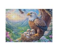 Familia de águilas en el Valle con un águila Volando Puzzle 300 Piezas Estera Portátil Antideslizante Rompecabezas Familiar para Hombres Y Mujeres Aliviar Estrés Decoración Hogar 300 PCS