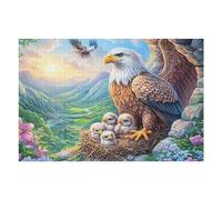 Familia de águilas en el Valle con un águila Volando Puzzles 1000 Piezas Maquetas 3D Construir Sin Pegamento Rompecabezas Educativo para Familia Desafío Intelectual Decoración Hogar 1000 PCS