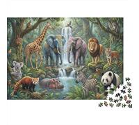 Familia de Animales de la Selva Puzzle 1000 Piezas Adultos Y Niños,Rompecabezas,14 Años+,Deco Pared,Desafío,Premium,Cartón,Regalo Ideal,Anti-estrés,Relax,Reto,Educativo 38x26cm