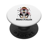 Familia de Animales Mama Penguin, Linda Madre bebé PopSockets PopGrip Adhesivo