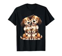 Familia de Animales Perros con Cachorros Ilustración Camiseta