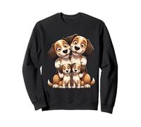Familia de Animales Perros con Cachorros Ilustración Sudadera