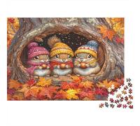 Familia de Ardillas adorables Puzzle de 1000 Piezas Papel Hojas de otoño y Tronco Puzzle para Adultos Escena acogedora Relajante Decoración del hogar Regalo Familiar 70x50cm/1000pcs