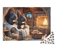 Familia de Ardillas Junto a la Chimenea Puzzle de 1000 Piezas Puzzle para Adultos 52x38cm/1000pcs