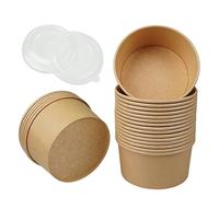 FAMILIA DE AROMA LÓPEZ Envasado de Cartón para Alimentos 500ml-300uds-CON TAPA, Cajas de Cartón para Comida,Cartón de Sopa,Contenedores de Ensalada de Papel Kraft,Envases Take Away
