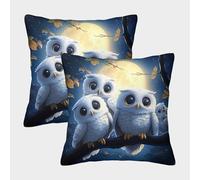 Familia de búhos Bonitos Funda Almohada 3D Personalizada Night Fantasy Art con Diseño, Transpirable Y Lavable, Cumpleaños, Navidad Y Madres 45x45cm
