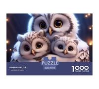 Familia de Búhos Puzzle de 1000 Piezas Papel para Adultos Escena Animal Nocturna Relajación Foco Decoración Regalo Familiar 70x50cm/1000pcs