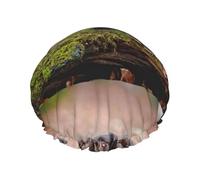 Familia de cachorros de labrador, cachorros marrones pequeños,Gorro de ducha, gorro de noche, gorro de baño elástico impermeable de doble capa, reutilizable para el cabello.