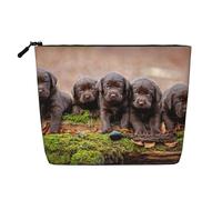 Familia de Cachorros de Labrador, Cachorros Marrones pequeños,Neceser de Maquillaje de imitación Lino, Neceser de Viaje portátil