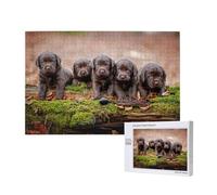 Familia de Cachorros de Labrador, Cachorros pequeños Marrones,Rompecabezas de Madera de 1000 Piezas para Adultos y Adolescentes.