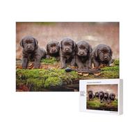 Familia de Cachorros de Labrador, Cachorros pequeños Marrones,Rompecabezas de Madera de 300 Piezas, Juego Familiar, Rompecabezas para Adultos, Adolescentes, decoración del hogar