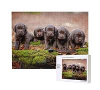 Familia de Cachorros de Labrador, Cachorros pequeños Marrones,Rompecabezas de Madera de 500 Piezas, Juego Familiar, Rompecabezas para Adultos, Adolescentes, decoración del hogar