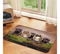 Familia de Cachorros de Labrador, Cachorros pequeños Marrones,Tapete para Comida de Mascotas, manteles Individuales de Cuero sintético para Gatos y Perros,30x45cm