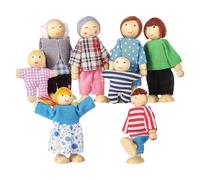 Familia de casas de muñecas de madera - 8 figuras humanas flexibles | Juego de simulación para niños pequeños para el hogar, la guardería y la escuela, muñecas familiares interactivas en miniatura