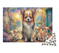 Familia de Chihuahua Rompecabezas clásico de cartón Familia de Chihuahuas en Pueblo Colorido, Entretenimiento Interactivo contra el aburrimiento 70x50cm/1000 Piezas