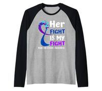 Familia de Cintas Azules y moradas para concienciación sobre Accidentes cerebrovasculares pediá Camiseta Manga Raglan