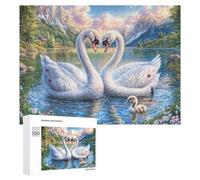 Familia de cisnes con Cinco cisnes Puzzle 500 Piezas para Adultos Juego De Lógica Estimulación Cerebral Regalo para Todas Las Ocasiones 500 PCS