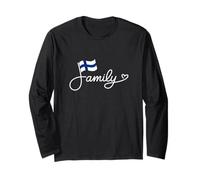 Familia de Finlandia - Bandera finlandesa Heritage Word Art Manga Larga
