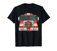 Familia de Fuentes Christmas Fire Truck Wreath Firefighter Camiseta