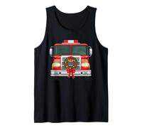 Familia de Fuentes Christmas Fire Truck Wreath Firefighter Camiseta sin Mangas