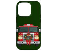 Familia de Fuentes Christmas Fire Truck Wreath Firefighter Carcasa para iPhone 14 Pro