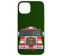 Familia de Fuentes Christmas Fire Truck Wreath Firefighter Carcasa para iPhone 15 Plus