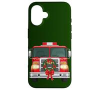 Familia de Fuentes Christmas Fire Truck Wreath Firefighter Carcasa para iPhone 16