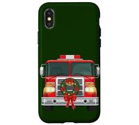 Familia de Fuentes Christmas Fire Truck Wreath Firefighter Carcasa para iPhone X/XS