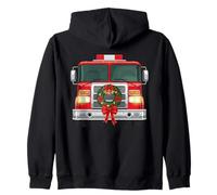 Familia de Fuentes Christmas Fire Truck Wreath Firefighter Sudadera con Capucha
