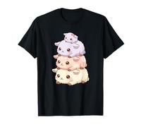 Familia de Fuentes Cute Fluffy Pastel Lamb Stack Kawaii Sheep Camiseta