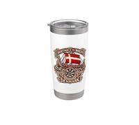 Familia de fuentes Danish Vegvisir Longship Bandera de Dinamarca Norse Knotwork Vaso térmico de acero inoxidable de doble pared