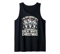 Familia de Fuentes Great White Christmas Shark Holiday Fun Camiseta sin Mangas