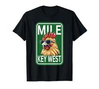 Familia de Fuentes Key West Florida Rooster Chicken Mile Zero Marker Camiseta