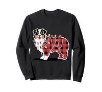 Familia de Fuentes Plaid Australian Shepherd Christmas Lights Holiday Family Sudadera