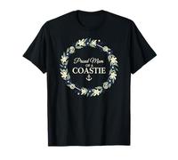 Familia de Fuentes Proud Mom of a Coastie Anchor Floral Wreath Camiseta
