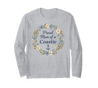 Familia de Fuentes Proud Mom of a Coastie Anchor Floral Wreath Manga Larga