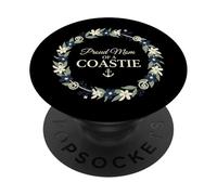 Familia de Fuentes Proud Mom of a Coastie Anchor Floral Wreath PopSockets PopGrip Adhesivo