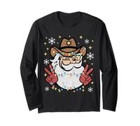 Familia de Fuentes Santa Cowboy Western Howdy Christmas Holiday Matching Manga Larga