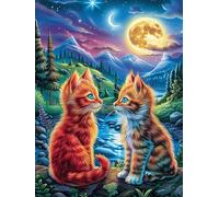 Familia de Gatos en el Bosque mágico Rompecabezas 1000 Piezas Cartón para Niños Mayores 14 Años Cuento de Hadas tierno de acompañamiento Noches De Cita Antiestrés Pack Completo Detalle Único Original