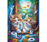 Familia de Gatos en una habitación acogedora Puzzle 500 Piezas Decoración Moderna Lindo Cuento de Hadas acompañante Rompecabezas para Adultos 3D DIY Creativo Desafío Intelectual Juguete Educativo 500