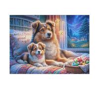 Familia de Golden Retriever Puzzle 500 Piezas Cartón Grueso para Adultos Y Adolescentes Ocio Doméstico Terapia Relajación Mejor Valorado Idea De Regalo 500 PCS