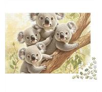 Familia de Koala Rama de Árbol Puzzle de 1000 Piezas Papel para Adultos Vista Nocturna Puzzle para Toda la Familia 38x26cm/1000pcs