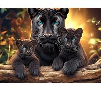 Familia de Las panteras Negras Puzzle 500 Piezas Cartón Blanco Premium para Expertos Animal de compañía Actividad Compartir Familia Desarrollo Cognitivo Garantía Satisfacción 500 PCS