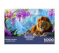 Familia de Leones Animales Puzzle de 1000 Piezas para Adultos Juego de Puzzle 1000 Piezas Papel Relajación Hogar 38x26cm/1000pcs